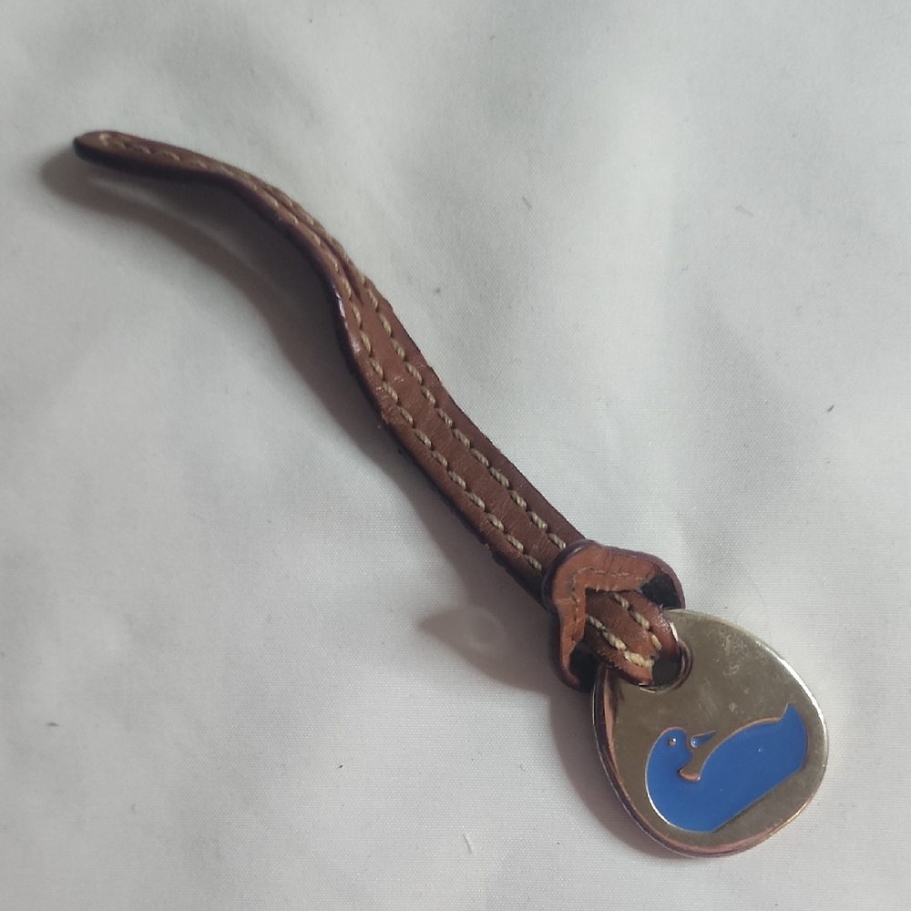 Dooney & Bourke Vintage Leather and Brass Blue Enamel Duck Hangtag